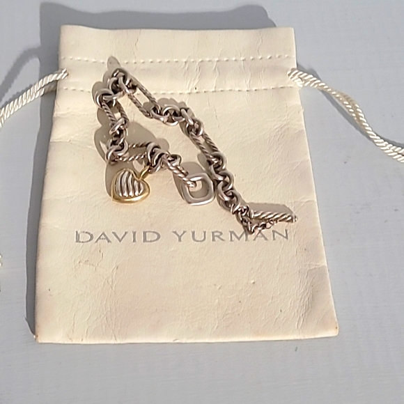 David Yurman Two-Tone Cable Heart Charm Bracelet - Picture 9 of 9